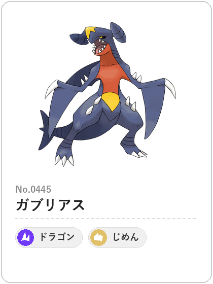 ガブリアス（ドラゴン・じめんタイプ）