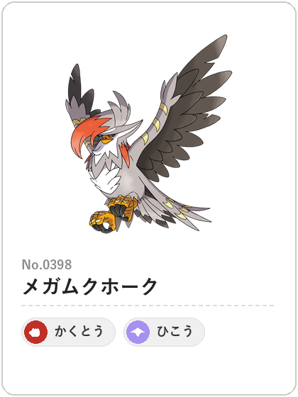 メガムクホーク(かくとう・ひこうタイプ)図鑑カード